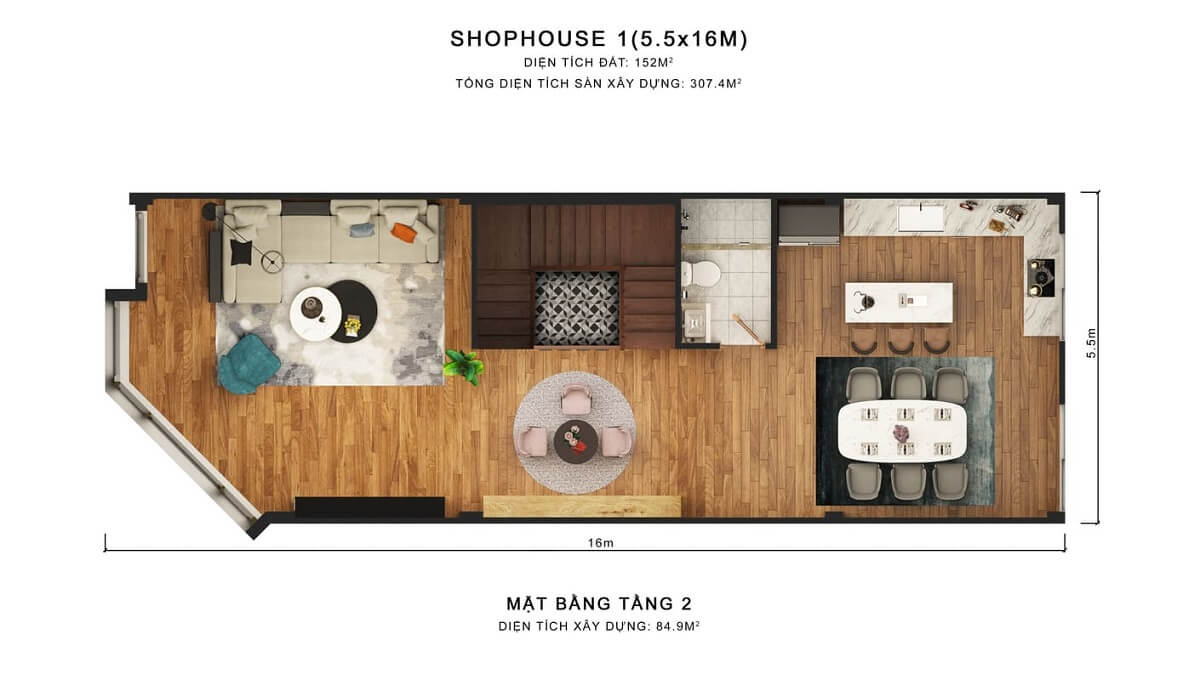 Shophouse 1B tầng 2