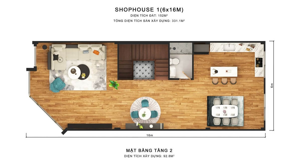 Shophouse 1C tầng 2
